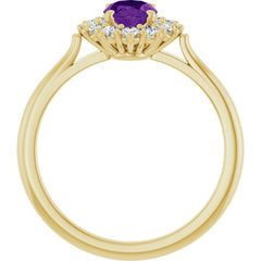 14K Yellow Gold Natural Amethyst & 1/3 CTW Lab-Grown Diamond Ring