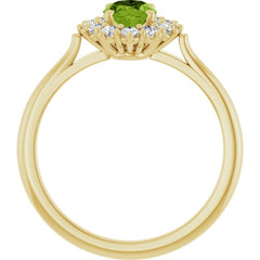 14K Yellow Gold Natural Peridot  & 1/3 CTW Lab-Grown Diamond Ring