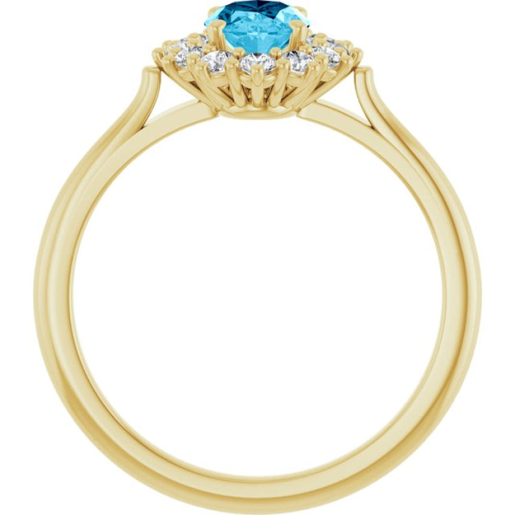 14K Yellow Gold Natural Aquqmarine  & 1/3 CTW Lab-Grown Diamond Ring