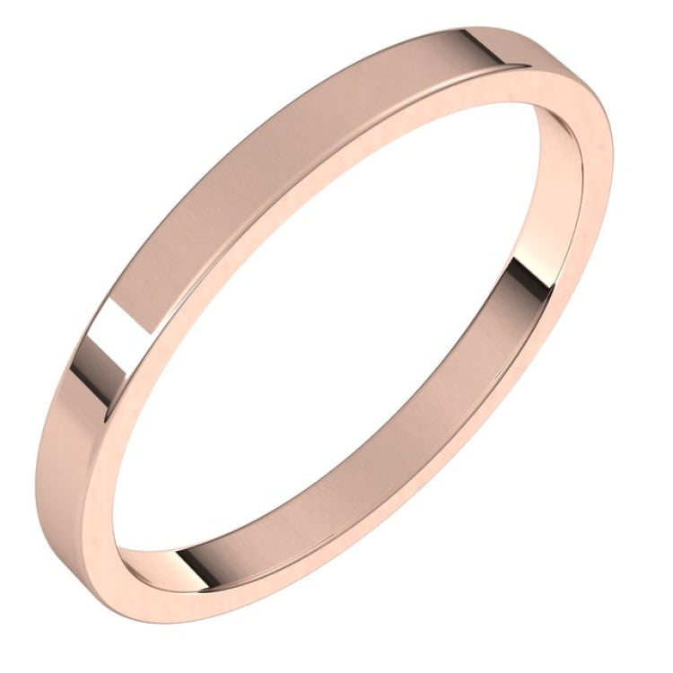 14K Rose Gold 2 mm Flat Band Size 9.5