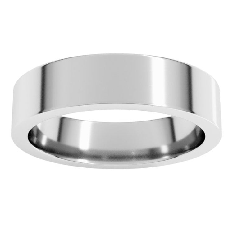 14K White Gold 5 mm Comfort-Fit Flat Band Size 10.5