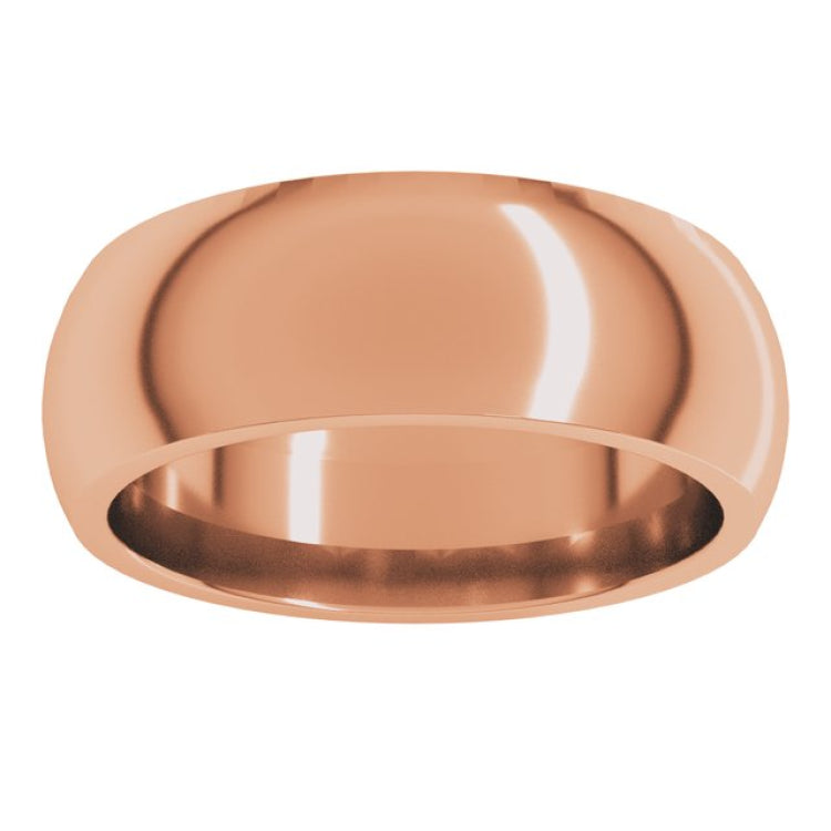 14K Rose Gold 7 mm Comfort-Fit Half Round Band Size 9.5