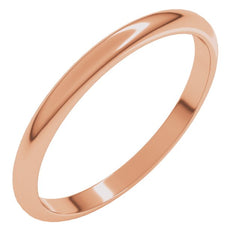 14K Rose Gold 2 mm Half Round Band Size 6