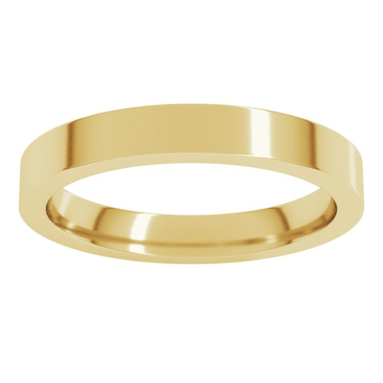 14K Yellow Gold 3 mm Comfort-Fit Flat Band Size 6