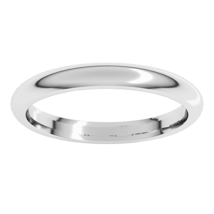 14K White Gold 2.5 mm Comfort-Fit Half Round Band Size 7.5