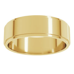 14K Yellow Gold 6 mm Stepped-Edge Flat Band Size 7
