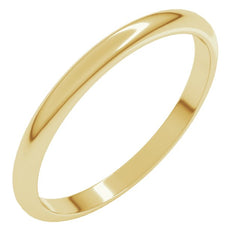 18K Yellow Gold 2 mm Half Round Band Size 5