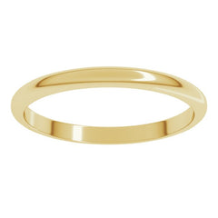 18K Yellow Gold 2 mm Half Round Band Size 5