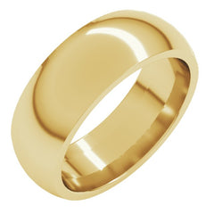 14K Yellow Gold 7 mm Comfort-Fit Half Round Band Size 14