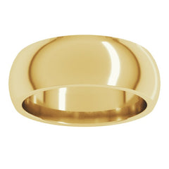 14K Yellow Gold 7 mm Comfort-Fit Half Round Band Size 14