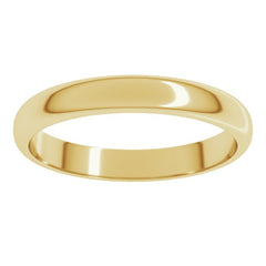14K Yellow Gold 3 mm Half Round Band Size 3.5