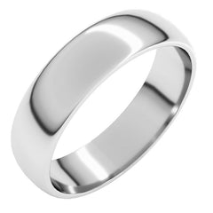 10K White Gold 5 mm Lightweight Half Round Band Size 10