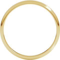 14K Yellow Gold 2 mm Lightweight Half Round Band Size 6.5