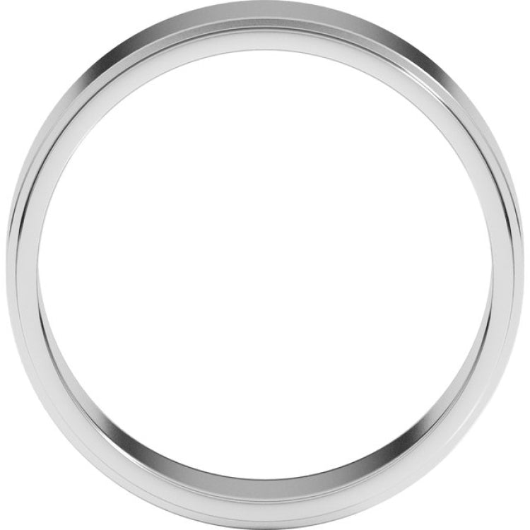 14K White Gold 6 mm Stepped-Edge Flat Band Size 7.5