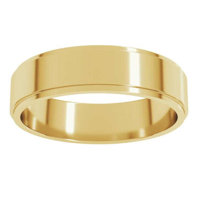 14K Yellow Gold 5 mm Stepped-Edge Flat Band Size 9