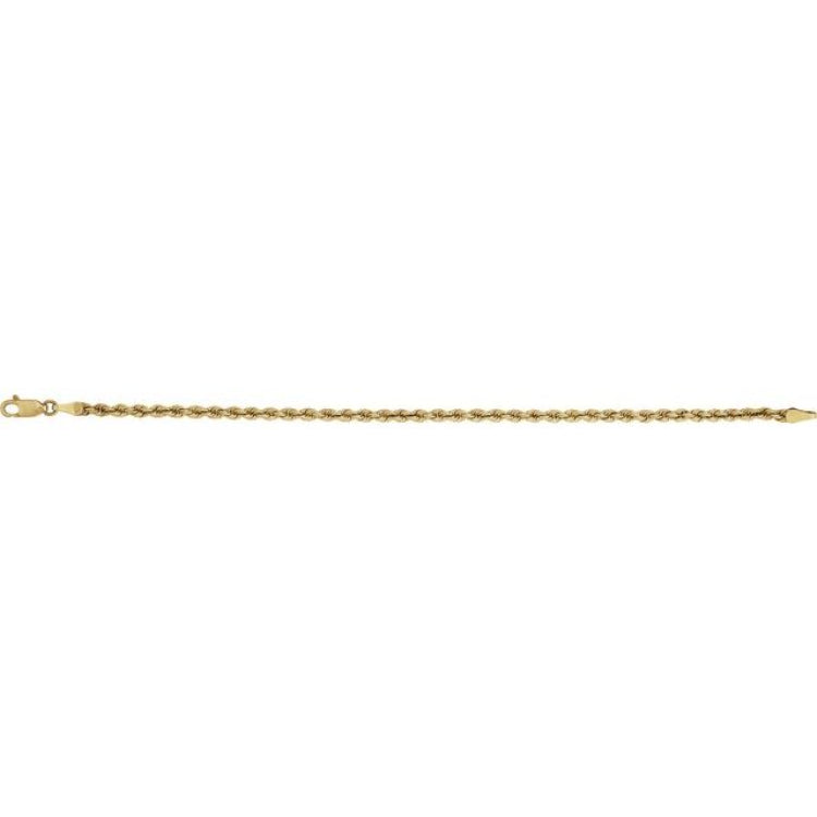 14K Yellow Gold 3 mm Rope 7" Chain