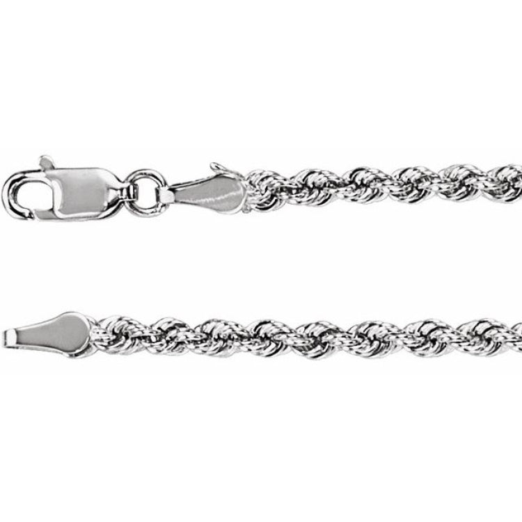 14K White Gold 3 mm Rope 20" Chain