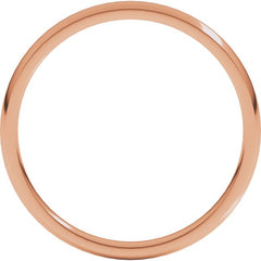 14K Rose Gold 2 mm Lightweight Comfort-Fit Half Round Band Size 4