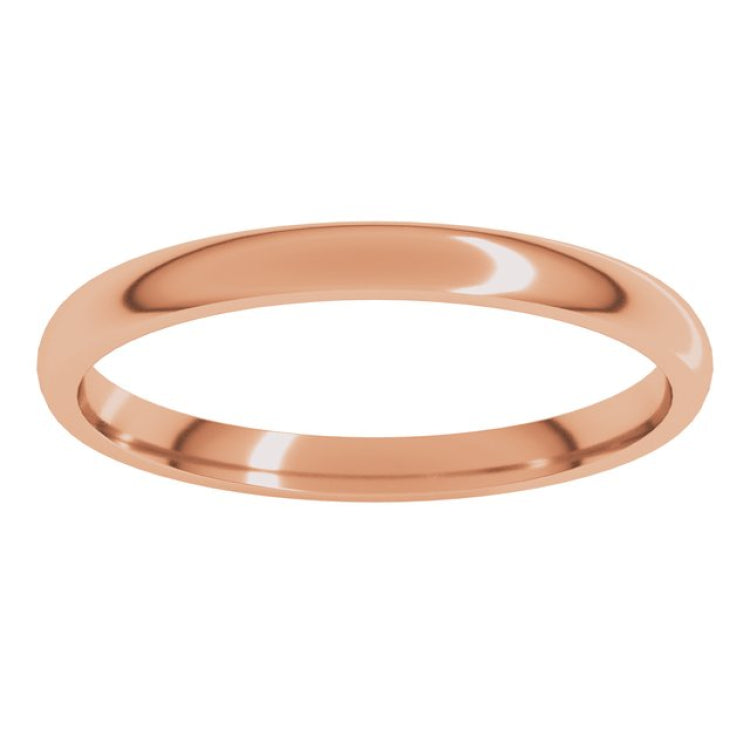 14K Rose Gold 2 mm Lightweight Comfort-Fit Half Round Band Size 4