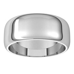 Sterling Silver 8 mm Half Round Band Size 4