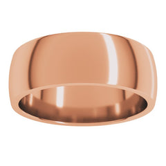 14K Rose Gold 7 mm Lightweight Comfort-Fit Half Round Band Size 11