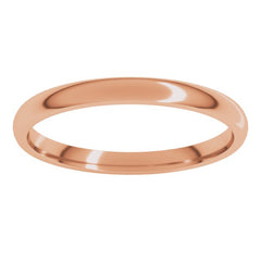 14K Rose Gold 2 mm Lightweight Comfort-Fit Half Round Band Size 5.5