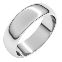 14K White Gold 6 mm Half Round Band Size 11