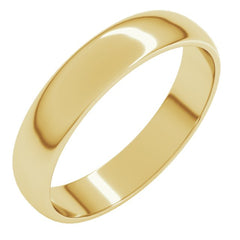 14K Yellow Gold 4 mm Lightweight Half Round Band Size 7.5