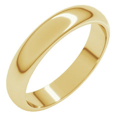 14K Yellow Gold 4 mm Half Round Band Size 7.5