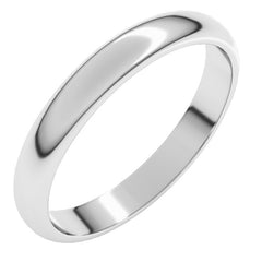 Platinum 3 mm Half Round Band Size 5.5