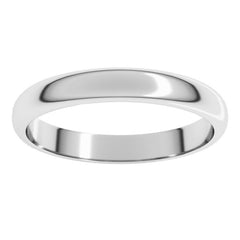 Platinum 3 mm Half Round Band Size 5.5