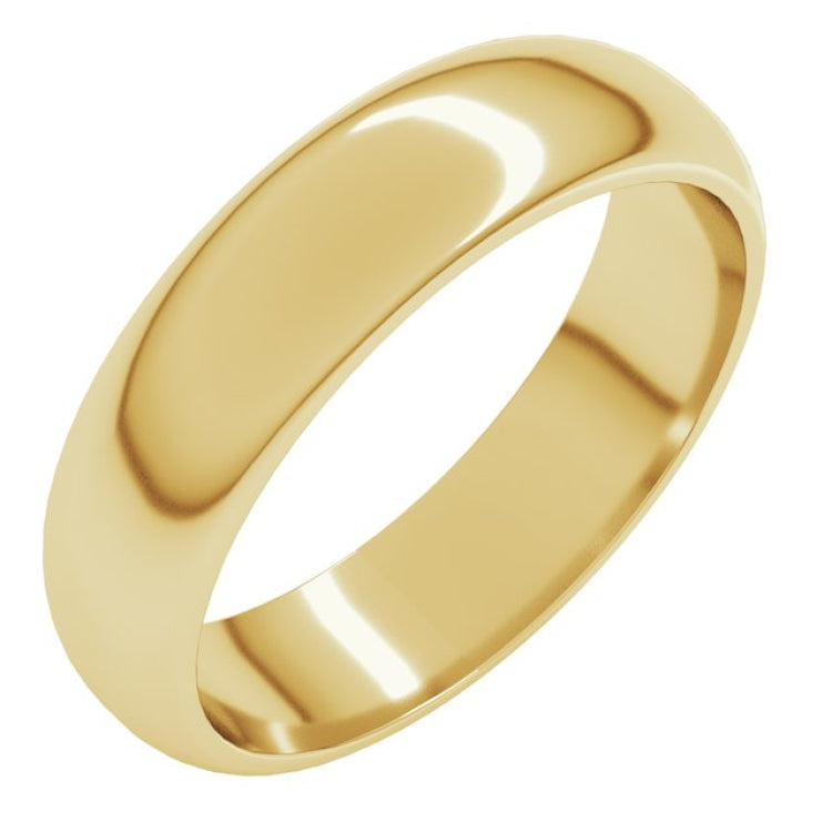 14K Yellow Gold 5 mm Half Round Band Size 13.5