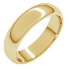 14K Yellow Gold 5 mm Half Round Band Size 13.5