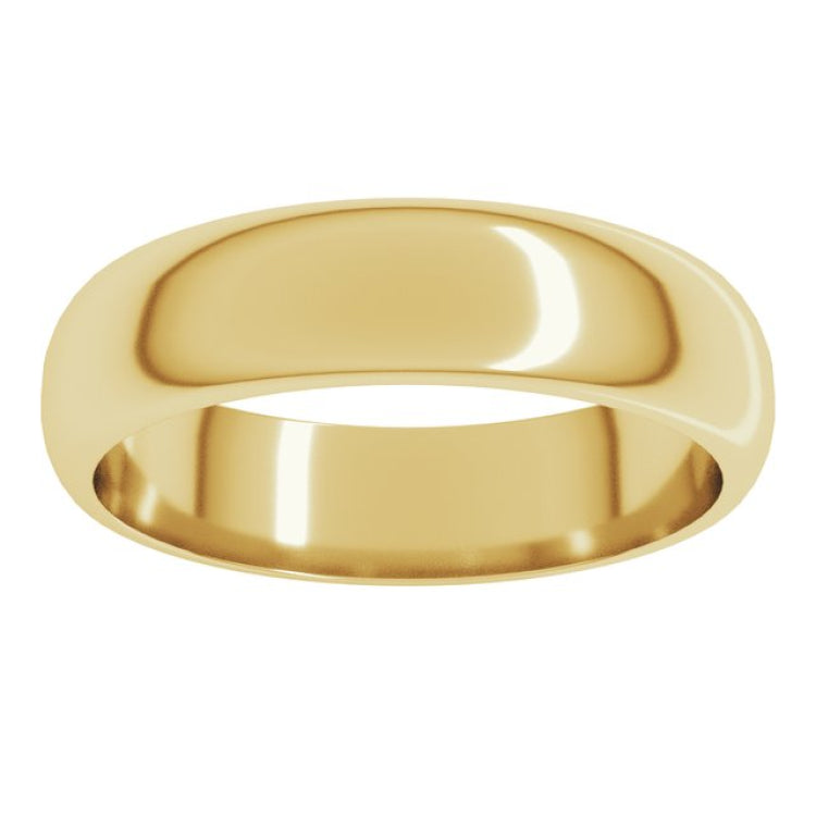 14K Yellow Gold 5 mm Half Round Band Size 13.5
