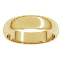 14K Yellow Gold 5 mm Half Round Band Size 13.5
