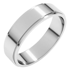 14K White Gold 5 mm Stepped-Edge Flat Band Size 9