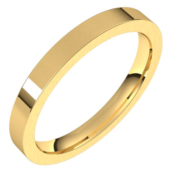 14K Yellow Gold 2.5 mm Comfort-Fit Flat Band Size 11.5