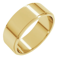14K Yellow Gold 7 mm Stepped-Edge Flat Band Size 9
