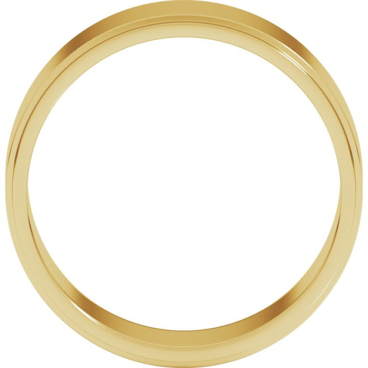 14K Yellow Gold 7 mm Stepped-Edge Flat Band Size 9