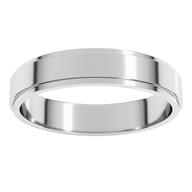 14K White Gold 4 mm Stepped-Edge Flat Band Size 7