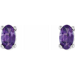 14K White Gold Natural Amethyst Earrings