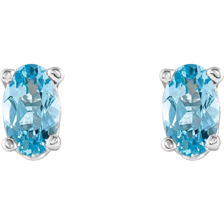 14K White Gold Natural Aquamarine Earrings