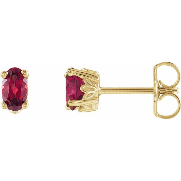 14K Yellow Gold Natural Mozambique Garnet Earrings