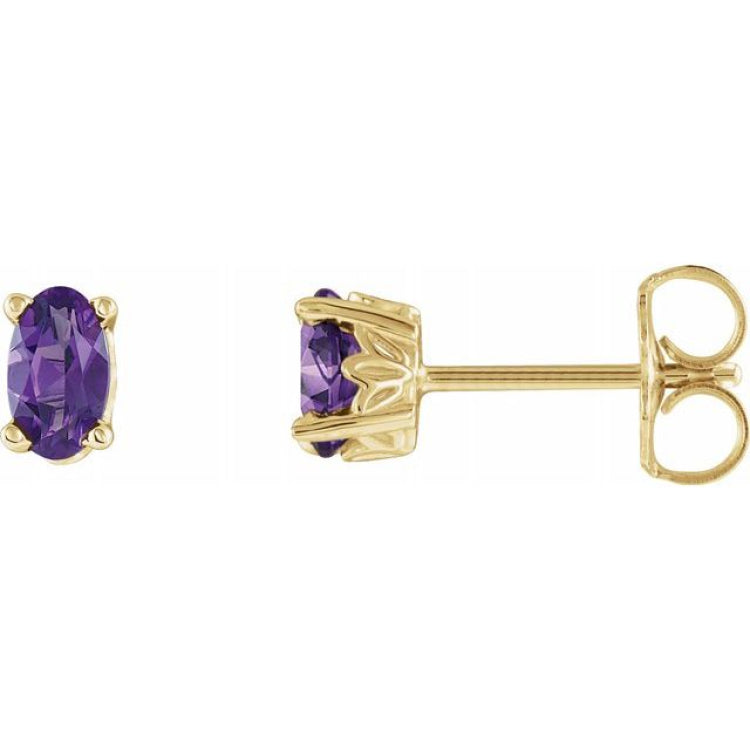 14K Yellow Gold Natural Amethyst Earrings