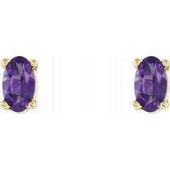 14K Yellow Gold Natural Amethyst Earrings