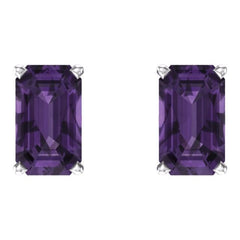 14K White Gold Natural Amethyst Earrings
