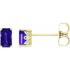 14K Yellow Gold Natural Amethyst Earrings