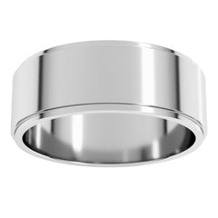 14K White Gold 7 mm Stepped-Edge Flat Band Size 10