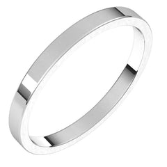 14K White Gold 2 mm Flat Band Size 7.5
