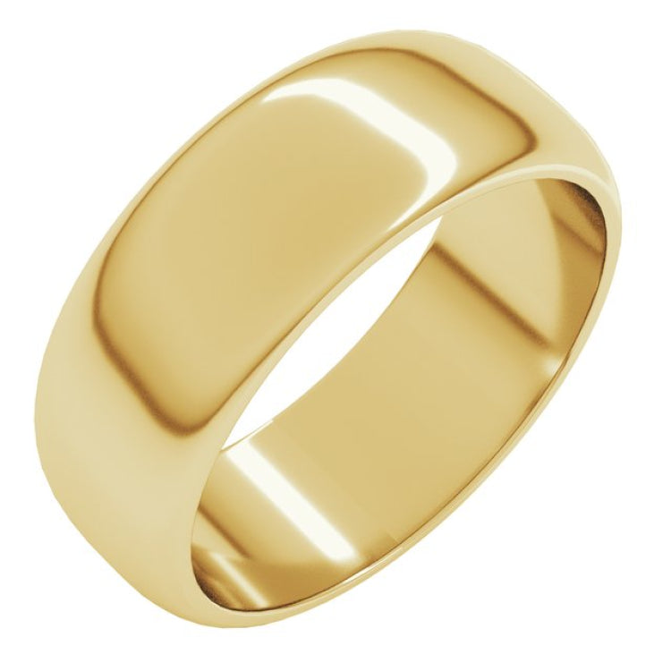 14K Yellow Gold 7 mm Half Round Band Size 9.5